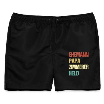 Zimmerer Papa - Männer Badeshorts - Schwarz - Vorne - AI Model Male 178 light (178cm)
