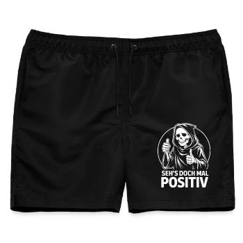 Positiv Grim Reaper - Männer Badeshorts - Schwarz - Vorne - AI Model Male 178 light (178cm)