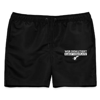 Schiedsrichter - Wer diskutiert fliegt Schiri - Männer Badeshorts - Schwarz - Vorne - AI Model Male 178 light (178cm)