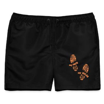 Mein Weg Meine Regeln Fußabdruck - Männer Badeshorts - Schwarz - Vorne - AI Model Male 178 light (178cm)
