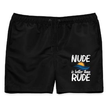 Nacktheit Ausrüstung Freiheitsliebhaber Naturist Nudismus - Männer Badeshorts - Schwarz - Vorne - AI Model Male 178 light (178cm)