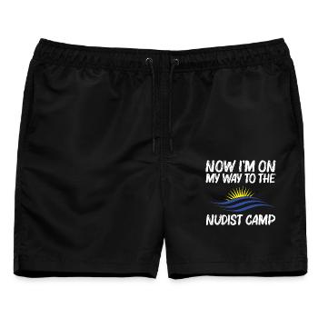Naturist Freedom Lover Nudist Camp Nudism Lover - Männer Badeshorts - Schwarz - Vorne - AI Model Male 178 light (178cm)