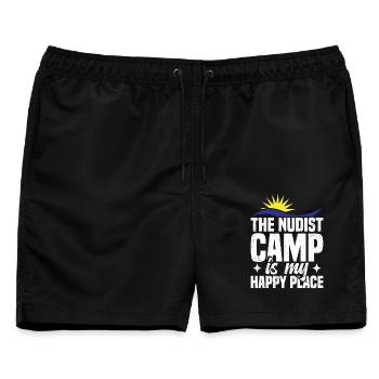 Naturismus Nudismus-Symbol Freiheitsliebhaber Nudistencamp - Männer Badeshorts - Schwarz - Vorne - AI Model Male 178 light (178cm)