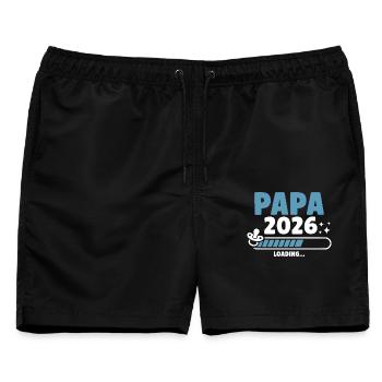 Papa 2026 Loading... - Männer Badeshorts - Schwarz - Vorne - AI Model Male 178 light (178cm)