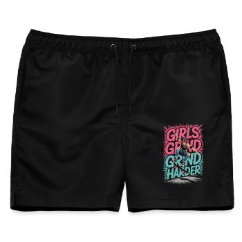 Girls Skate Grind Harder Spruch Design - Männer Badeshorts - Schwarz - Vorne - AI Model Male 178 light (178cm)