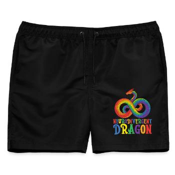 Bewusstsein für Autismus bei neurodivergenten Drachen - Männer Badeshorts - Schwarz - Vorne - AI Model Male 178 light (178cm)