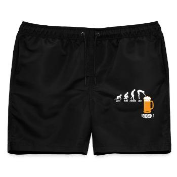 Arbeitswoche um Freitag, Bier - Männer Badeshorts - Schwarz - Vorne - AI Model Male 178 light (178cm)