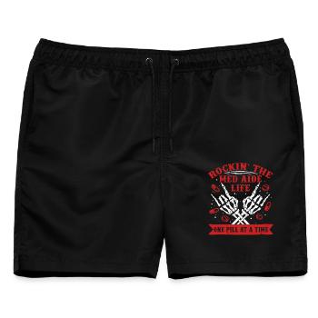 Medizinische Fachangestellte MFA - Männer Badeshorts - Schwarz - Vorne - AI Model Male 178 light (178cm)