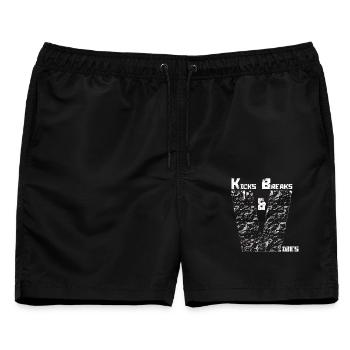 K.B.&Vibes Transparentes Logo - Männer Badeshorts - Schwarz - Vorne - AI Model Male 178 light (178cm)
