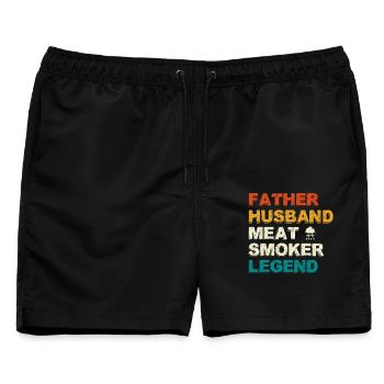 Father Husband Meat Smoker Legend - Männer Badeshorts - Schwarz - Vorne - AI Model Male 178 light (178cm)