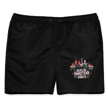 Berlin Hardtekk Vibes Tekke Ostdeutschland - Männer Badeshorts - Schwarz - Vorne - AI Model Male 178 light (178cm)