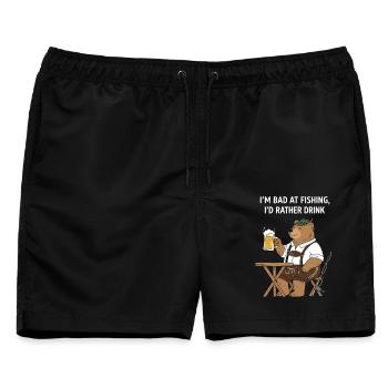 Bayerischer Bär Bier Angeln - Männer Badeshorts - Schwarz - Vorne - AI Model Male 178 light (178cm)