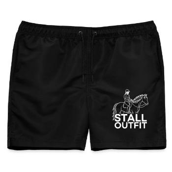 Reiten Pferd Reiterin Stall Outfit  - Männer Badeshorts - Schwarz - Vorne - AI Model Male 178 light (178cm)
