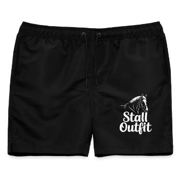 Stall Outfit Reiterin - Männer Badeshorts - Schwarz - Vorne - AI Model Male 178 light (178cm)