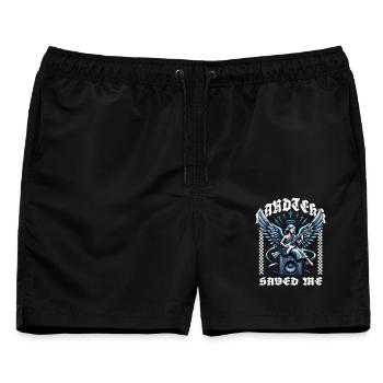 Hardtekk Saved Me Tekke Ostdeutschland - Männer Badeshorts - Schwarz - Vorne - AI Model Male 178 light (178cm)