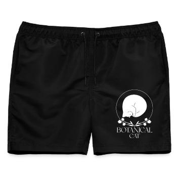 Minimalistische botanische Katze - Männer Badeshorts - Schwarz - Vorne - AI Model Male 178 light (178cm)