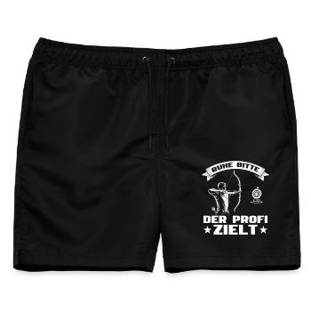 Bogenschießen Der Profi zielt - Bogensport - Männer Badeshorts - Schwarz - Vorne - AI Model Male 178 light (178cm)