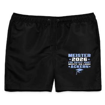 Meister 2026 Lange Ackern - Meisterprüfung - Männer Badeshorts - Schwarz - Vorne - AI Model Male 178 light (178cm)