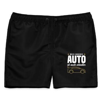 Mein anderes Auto ist auch schneller - Männer Badeshorts - Schwarz - Vorne - AI Model Male 178 light (178cm)