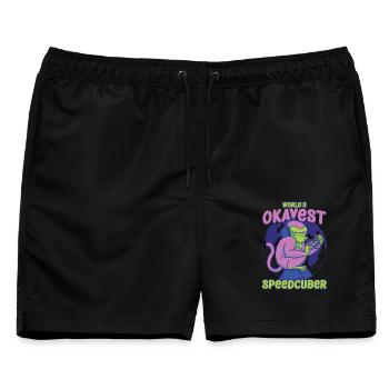 Speedcubing Speed Cube Worlds Okayest Speedcuber - Männer Badeshorts - Schwarz - Vorne - AI Model Male 178 light (178cm)