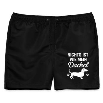 Dackel Spruch Liebe - Männer Badeshorts - Schwarz - Vorne - AI Model Male 178 light (178cm)