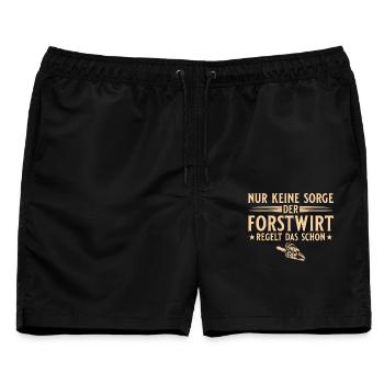 Forstwirt regelt das schon - Holzfäller - Männer Badeshorts - Schwarz - Vorne - AI Model Male 178 light (178cm)