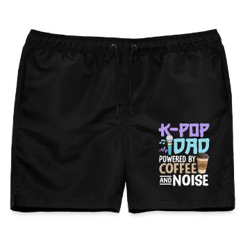 K Pop Dad Powered By Coffee And Noise - Männer Badeshorts - Schwarz - Vorne - AI Model Male 178 light (178cm)