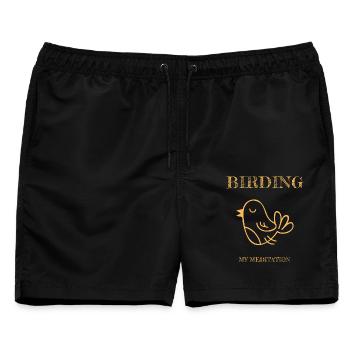 Vogelbeobachtung ist meine Meditation - Männer Badeshorts - Schwarz - Vorne - AI Model Male 178 light (178cm)