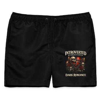 Introverted But Willing To Discuss Dark Romance - Männer Badeshorts - Schwarz - Vorne - AI Model Male 178 light (178cm)