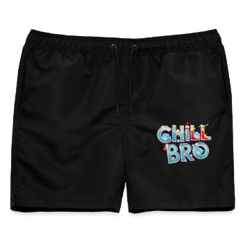 Chill Bro Cocktail Schriftzug - Männer Badeshorts - Schwarz - Vorne - AI Model Male 178 light (178cm)