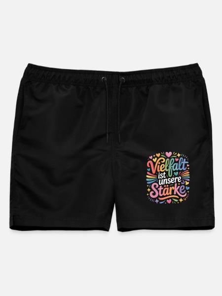 Vielfalt ist unsere Stärke Regenbogen LGBTQ Pride - Männer Badeshorts - Schwarz