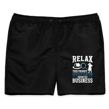 Kostüm für Privatdetektivweste und Sicherheitsmann - Männer Badeshorts - Schwarz - Vorne - AI Model Male 178 light (178cm)