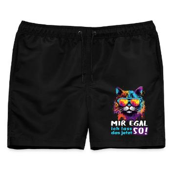 Mir egal! Ich lass das jetzt so!  - Männer Badeshorts - Schwarz - Vorne - AI Model Male 178 light (178cm)