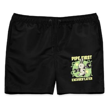 Rohrleger Rohrleitungsbauer Pipe First - Männer Badeshorts - Schwarz - Vorne - AI Model Male 178 light (178cm)