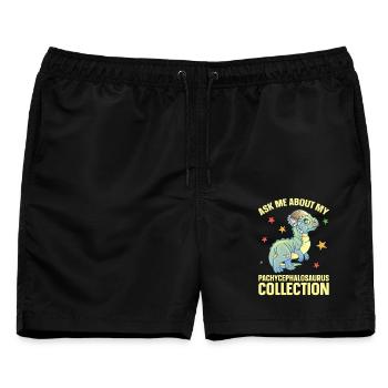 Pachycephalosaurus Plüschtier Dinosaurier - Männer Badeshorts - Schwarz - Vorne - AI Model Male 178 light (178cm)