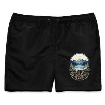 People I Thought You Said Pebbles Naturfan - Männer Badeshorts - Schwarz - Vorne - AI Model Male 178 light (178cm)