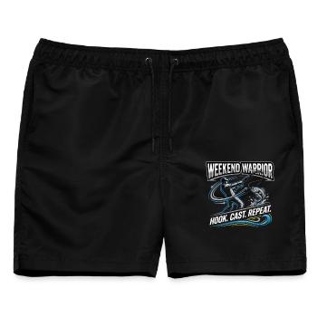 Weekend Warrior Hook Cast Repeat Angler - Männer Badeshorts - Schwarz - Vorne - AI Model Male 178 light (178cm)