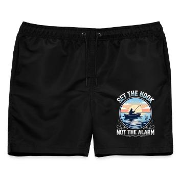 Set The Hook Not The Alarm Angler Spruch - Männer Badeshorts - Schwarz - Vorne - AI Model Male 178 light (178cm)
