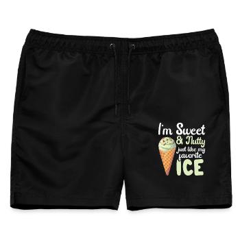 Schokoladencreme-Liebhaber Frische Minz-Schokolade - Männer Badeshorts - Schwarz - Vorne - AI Model Male 178 light (178cm)