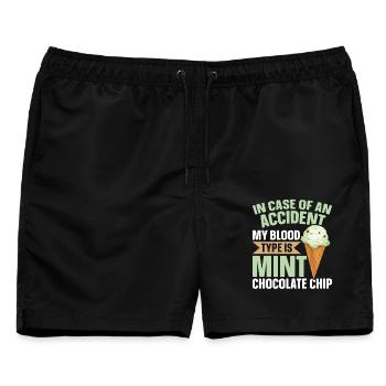 Minz-Schokoladen-Chip-Geschmack Waffelkegel Minze - Männer Badeshorts - Schwarz - Vorne - AI Model Male 178 light (178cm)