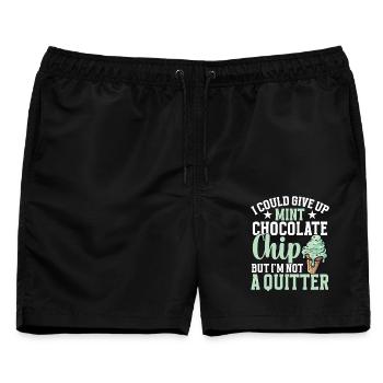 Minz-Schokoladen-Chip-Kugel-Sahne-Geschmack Minze - Männer Badeshorts - Schwarz - Vorne - AI Model Male 178 light (178cm)