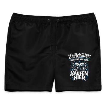 Junggesellenabschied T-Shirt JGA Männer poltern - Männer Badeshorts - Schwarz - Vorne - AI Model Male 178 light (178cm)