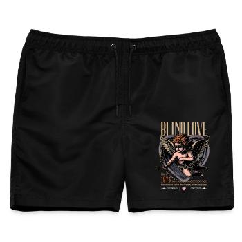 Blind Love 1975 Retro Cupid - Männer Badeshorts - Schwarz - Vorne - AI Model Male 178 light (178cm)