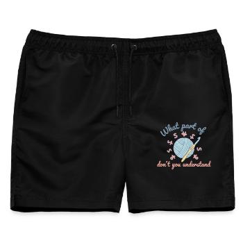Lustiges Häkeln Was verstehst du nicht - Männer Badeshorts - Schwarz - Vorne - AI Model Male 178 light (178cm)