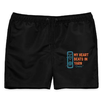 Lustiges Häkeln – mein Herz schlägt in Garn Häkelliebhaber - Männer Badeshorts - Schwarz - Vorne - AI Model Male 178 light (178cm)