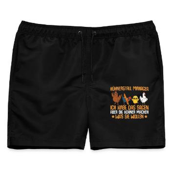 Landwirt Hühnerstall Manager Hühner - Männer Badeshorts - Schwarz - Vorne - AI Model Male 178 light (178cm)