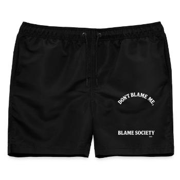 Gib nicht mir die Schuld, aber der Gesellschaft  - Männer Badeshorts - Schwarz - Vorne - AI Model Male 178 light (178cm)