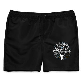 Just One More Cast Lies I Tell Myself Angler - Männer Badeshorts - Schwarz - Vorne - AI Model Male 178 light (178cm)