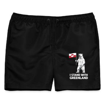 Grönland Eisbär Low Poly Flagge - Männer Badeshorts - Schwarz - Vorne - AI Model Male 178 light (178cm)