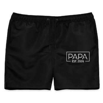 Papa est. 2026 Vater 2026 Erstes Mal Papa 2026 - Männer Badeshorts - Schwarz - Vorne - AI Model Male 178 light (178cm)